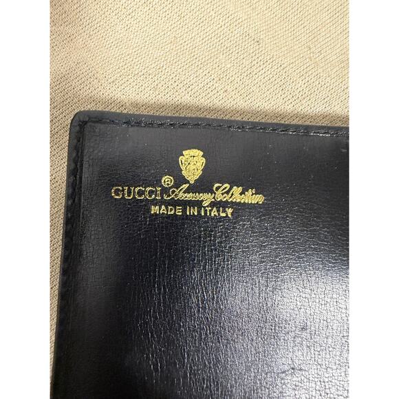 Vintage Gucci Wallet Womens One Size Black Leather Canvas Logo Trifold Italy - Picture 4 of 14